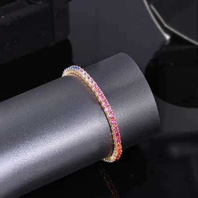 Colorful 3mm and 4mm Tennis Bracelet by Gemsme, 3.0mm · Gold Plated