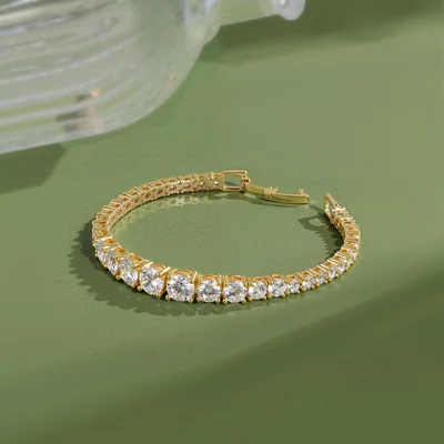 Graduated Tennis Bracelet by Gemsme, Gold Plated