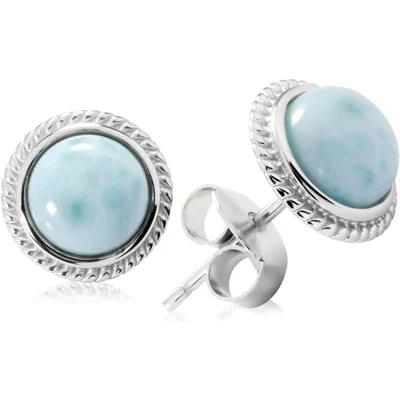 Larimar Stud Earrings by Gemsme, Round · 6mm