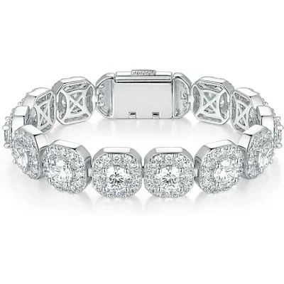 Square Halo Tennis Bracelet by Gemsme, Wide Square White