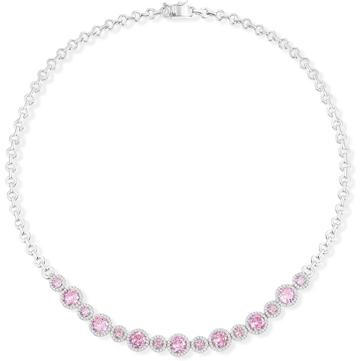 Pink Halo Link Necklace by Gemsme
