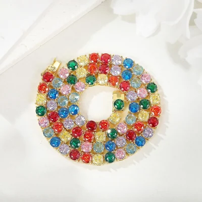 Colorful Tennis Necklace by Gemsme, 5mm Yellow Gold