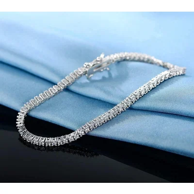 2mm Classic Tennis Bracelet by Gemsme, White Gold Plated