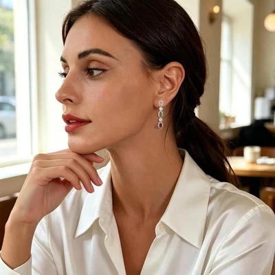 Rainbow Oval Halo Drop Earrings by Gemsme