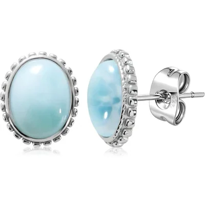 Dainty Larimar Studs by Gemsme