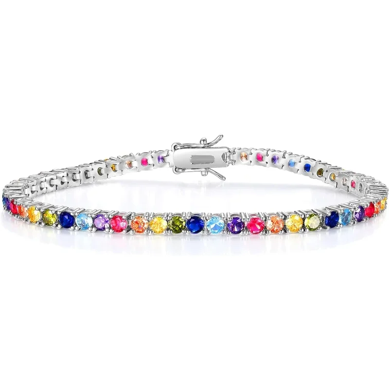 3mm Rainbow Tennis Bracelet by Gemsme