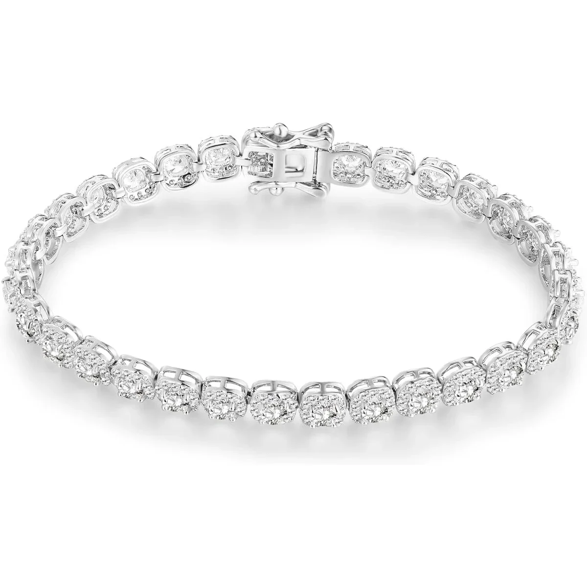 3mm Square Halo Tennis Bracelet by Gemsme