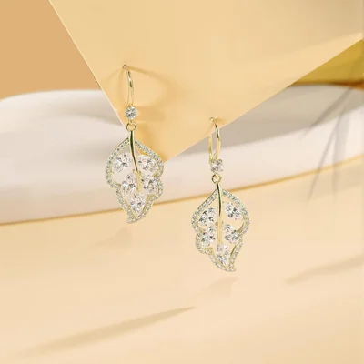 Leaf Drop Earrings by Gemsme, Gold · Leaf