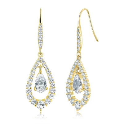 Flower and Teardrop Drop Earrings by Gemsme, Teardrop · Gold