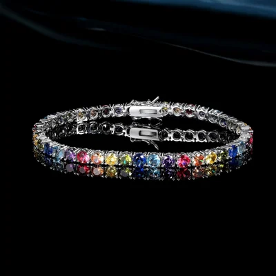 4mm Rainbow Tennis Bracelet by Gemsme