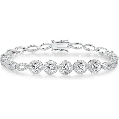Tennis Bracelet in Six Settings by Gemsme, Beaded Round White