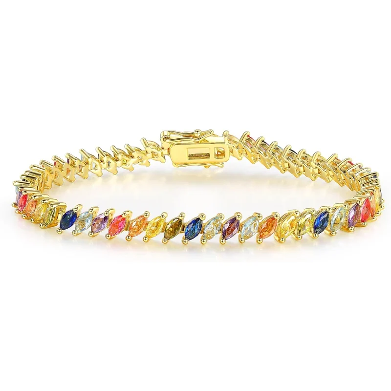 Rainbow Marquise Tennis Bracelet by Gemsme