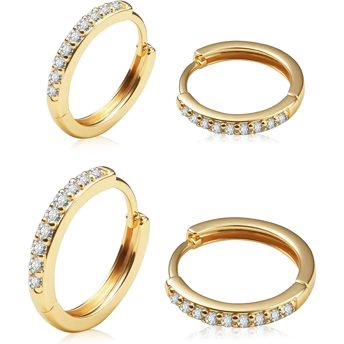 Gold Huggie Hoops, Two Pairs by Gemsme, Gold · 10mm/12mm