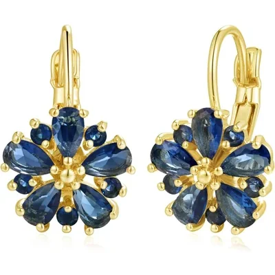 Vintage Flower Leverback Drops by Gemsme, Blue