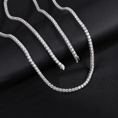 4mm Tennis Necklace by Gemsme, White Gold Plated