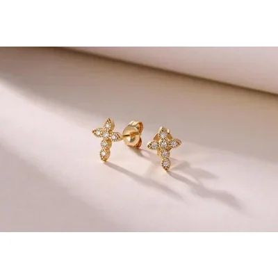 Small Gold Studs, Three Pairs by Gemsme