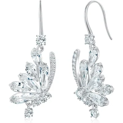 Flower and Teardrop Drop Earrings by Gemsme, Butterfly · White Gold