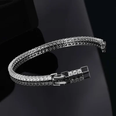 Adjustable 4mm Tennis Bracelet by Gemsme, 4mm White Gold