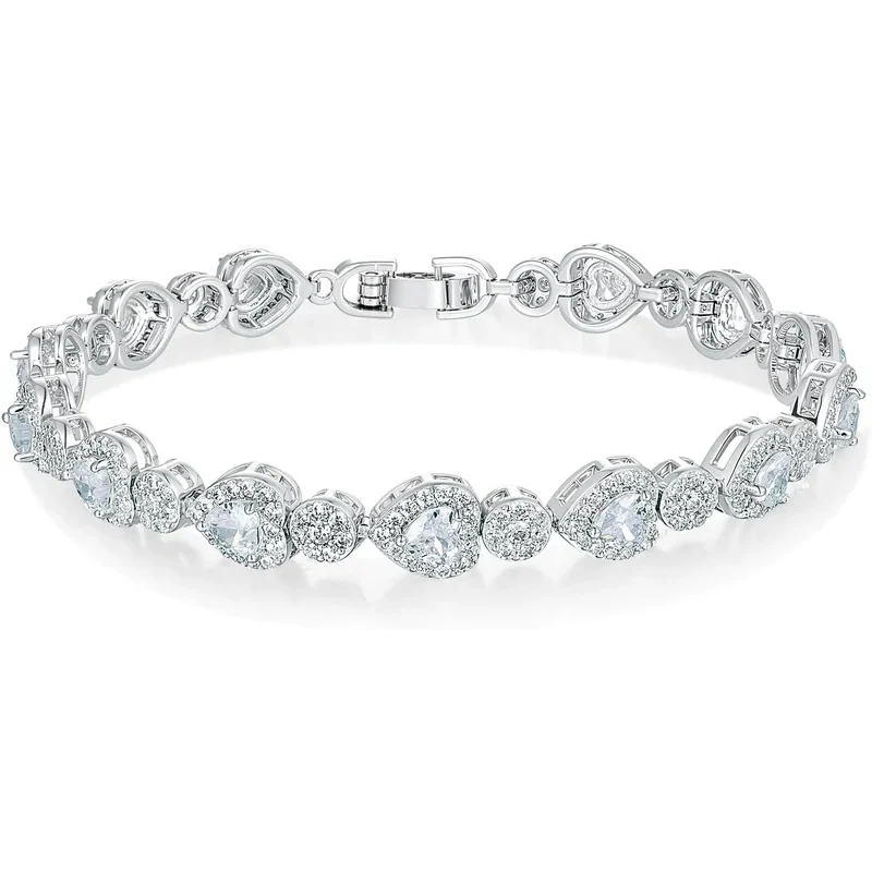 Heart and Round Tennis Bracelet by Gemsme