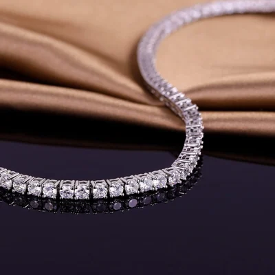Sterling Silver Tennis Bracelet by Gemsme, S925 3mm Moissanite