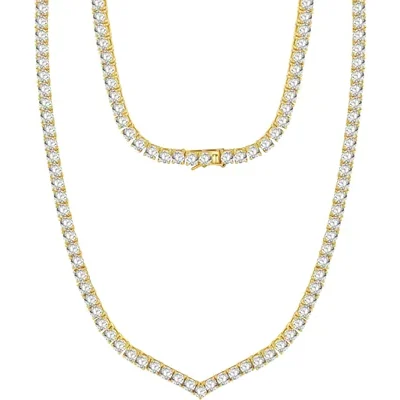 V-Shape Tennis Necklace by Gemsme
