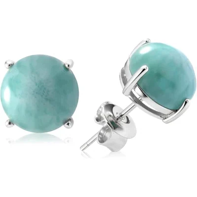 Larimar Stud Earrings by Gemsme, Round · 8mm