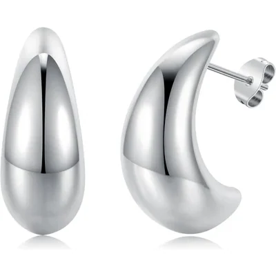Chunky Moon Studs by Gemsme, Silver