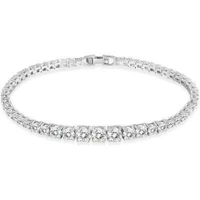 Graduated Tennis Bracelet by Gemsme, White Gold Plated