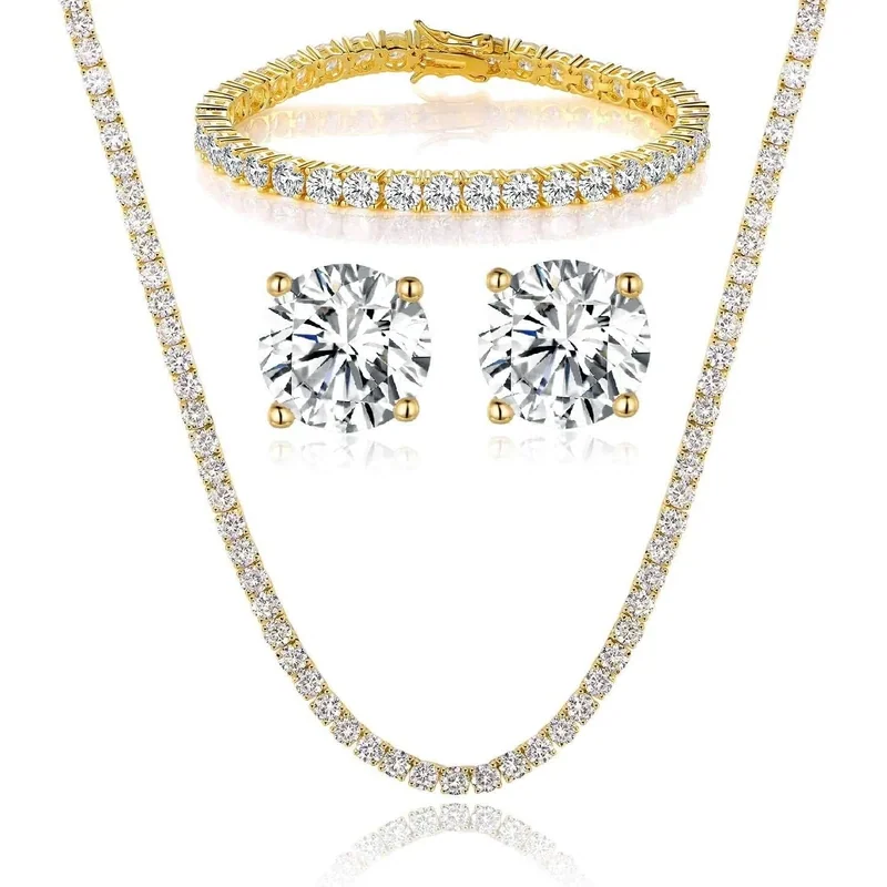 Yellow Gold Tennis Set of Three by Gemsme, Gold